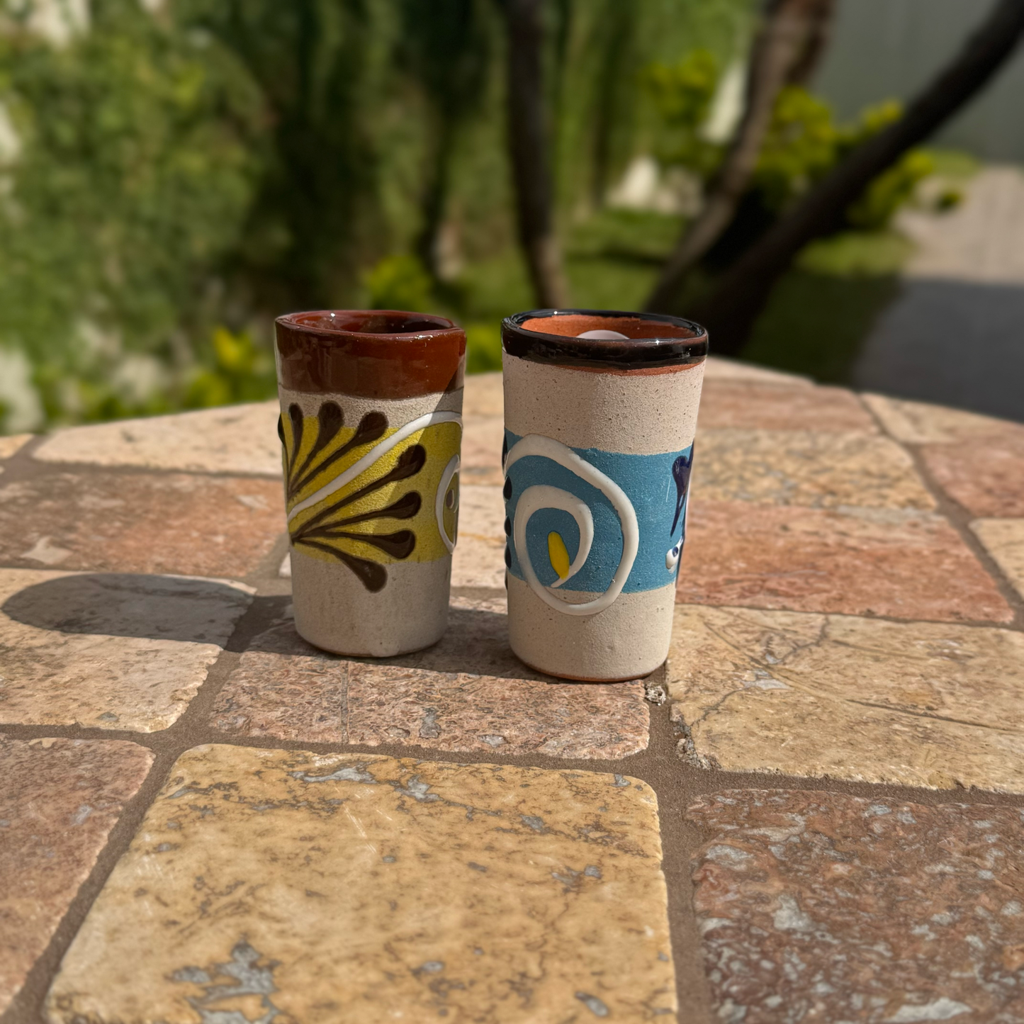 Mexican Ceramic shot glasses | Tequileros | Handmade in Mexico | Set of 5, 10, 15, and 20 available | Quinceanera, wedding, and party favors
