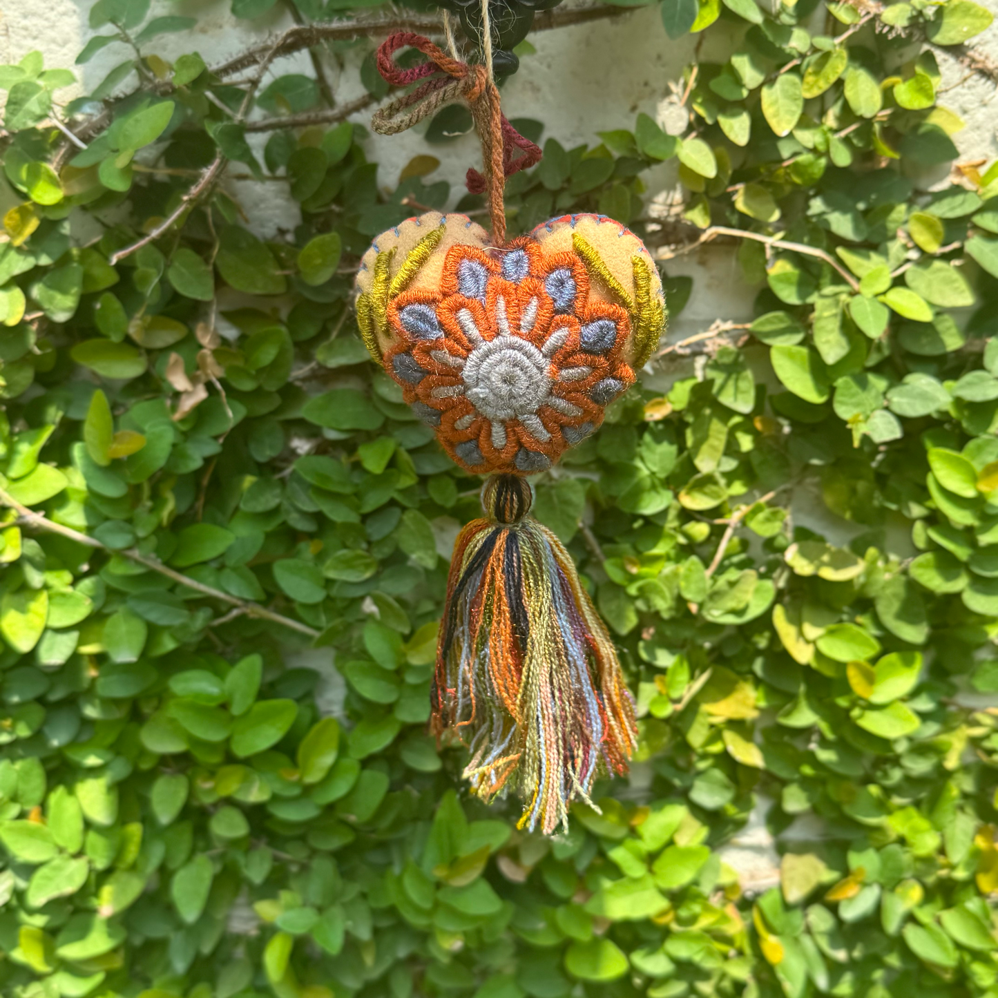 Handmade heart hanging car tassel| Hand-knit in Mexico | bag charm | car charm | car accessory | Set of 5, 10, 15, and 20 available!