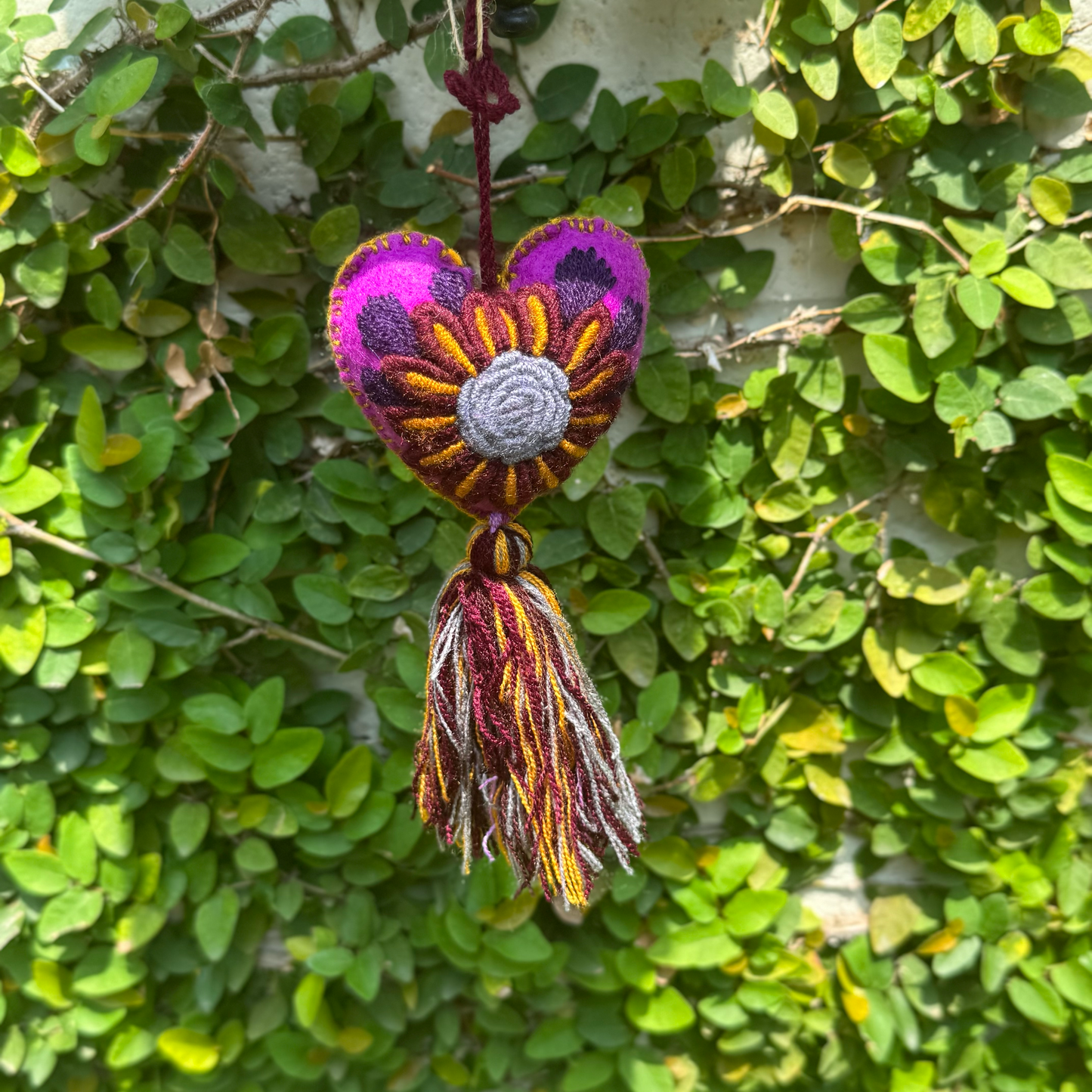 Handmade heart hanging car tassel| Hand-knit in Mexico | bag charm | car charm | car accessory | Set of 5, 10, 15, and 20 available!