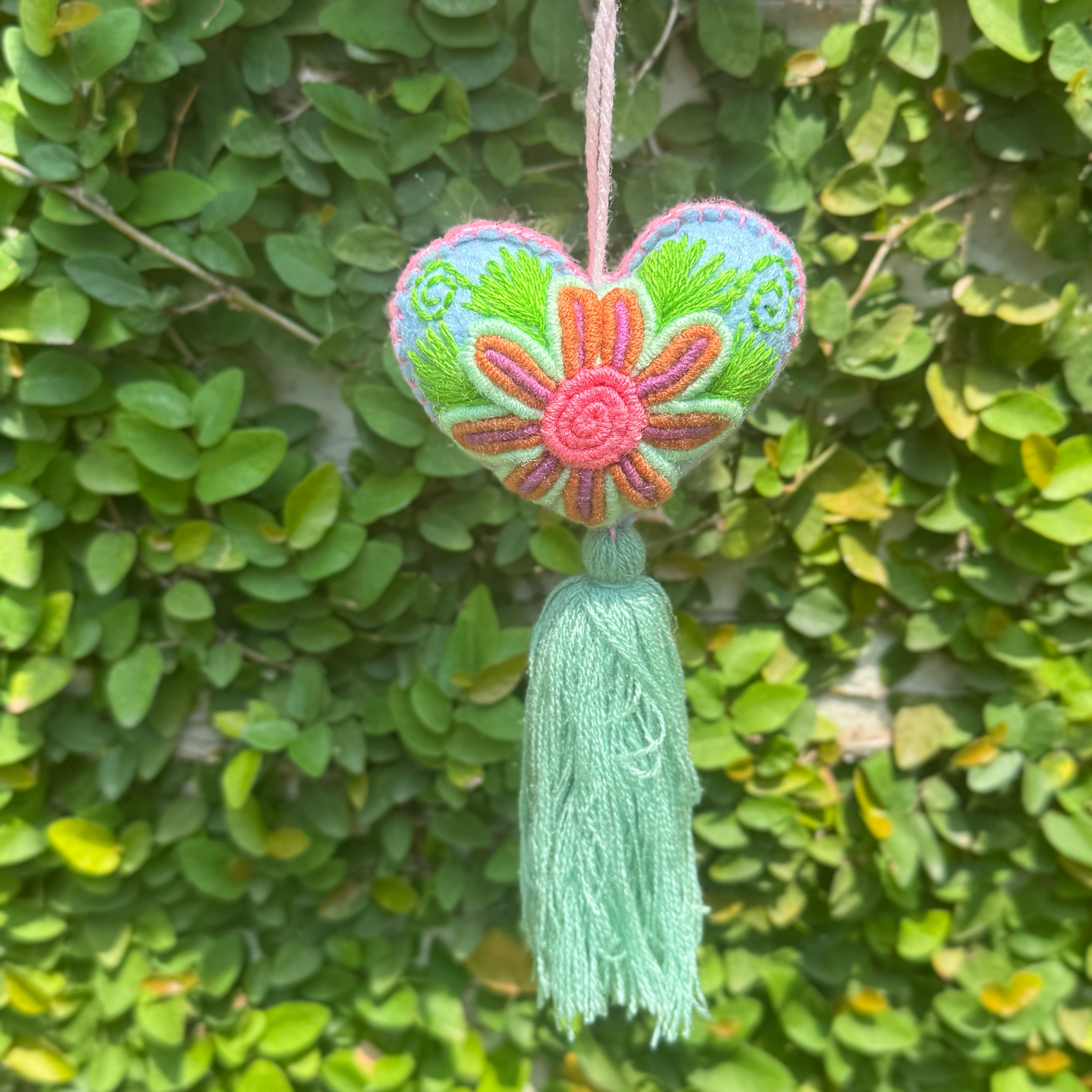 Handmade heart hanging car tassel| Hand-knit in Mexico | bag charm | car charm | car accessory | Set of 5, 10, 15, and 20 available!