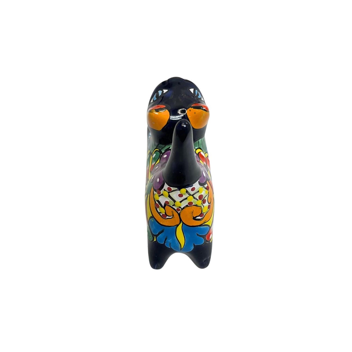 Ceramic Stretching Cute Cat Ring Holder & Coin Bank Talavera Mexican Pottery Kitten Statue Figurine Gift for Cat Lovers Jewelry Ring