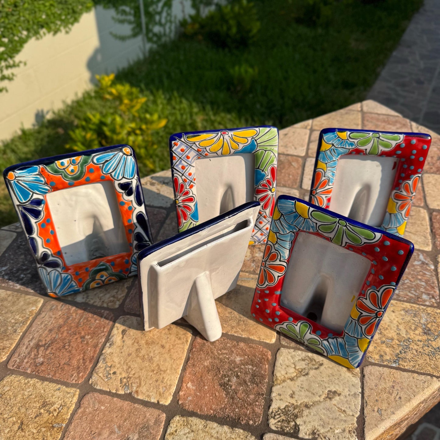 Talavera Picture Frames Vertical (4x6) | Handmade in Mexico | Colorful unique pottery floral design| Party favors