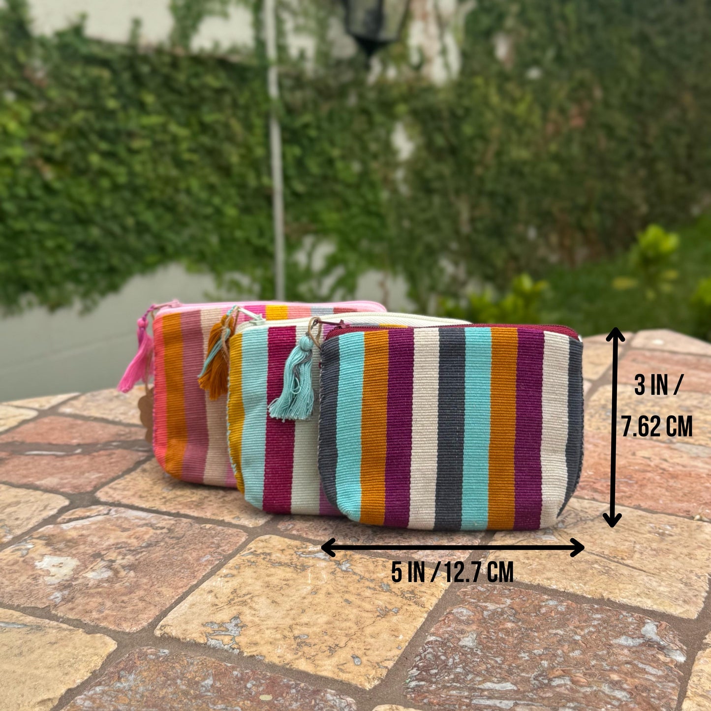Mexican woven small purse "Monedero" | Hand sewn in Mexico | Vibrant colorful striped bag with tassel | Perfect gift