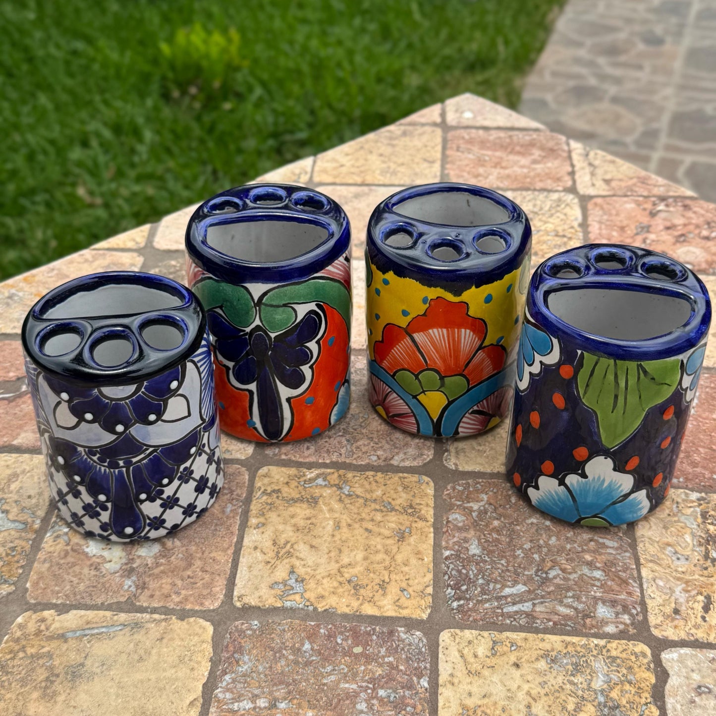 Ceramic Toothbrush Holder | Handmade in Mexico | Talavera design | Bathroom/Restroom decor | Utensil holder | Kitchen decor