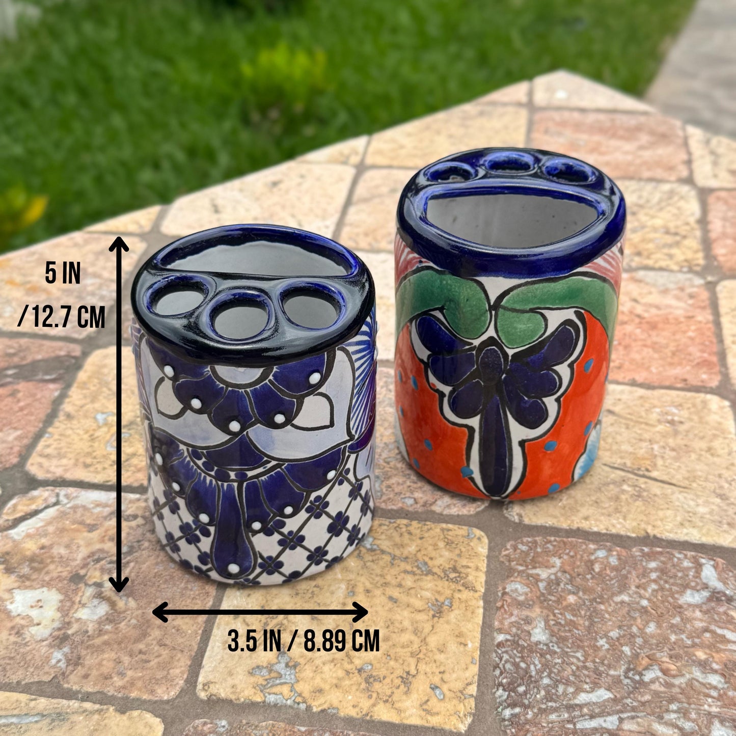 Ceramic Toothbrush Holder | Handmade in Mexico | Talavera design | Bathroom/Restroom decor | Utensil holder | Kitchen decor
