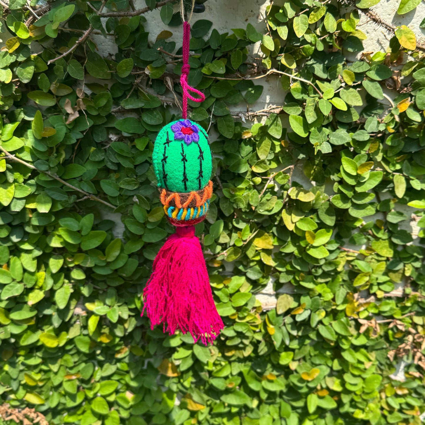 Hanging cactus car tassels | Handmade in Mexico | Bag charm | Car accessory | Rearview mirror hanging charm