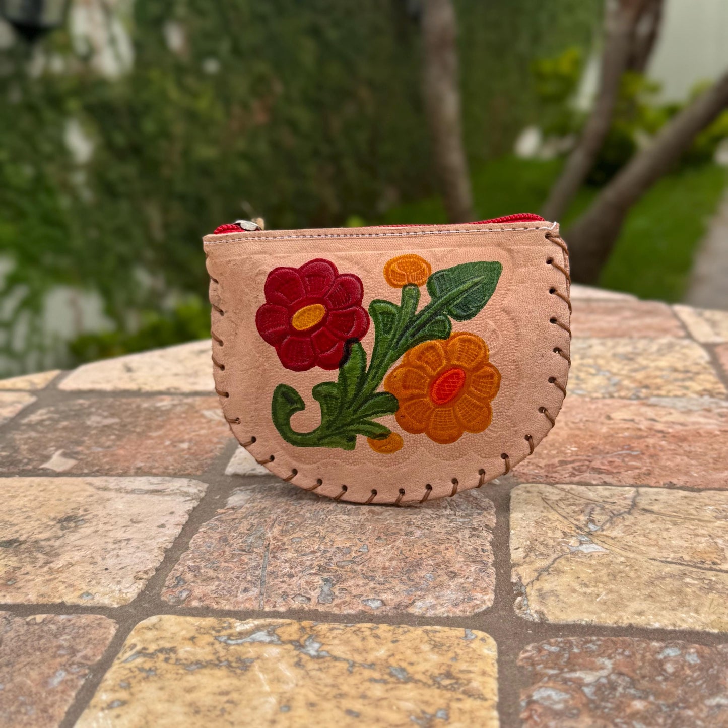 Frida kahlo and floral 5 in. leather purses | Handmade in Mexico | Coin purse | everyday use | bag