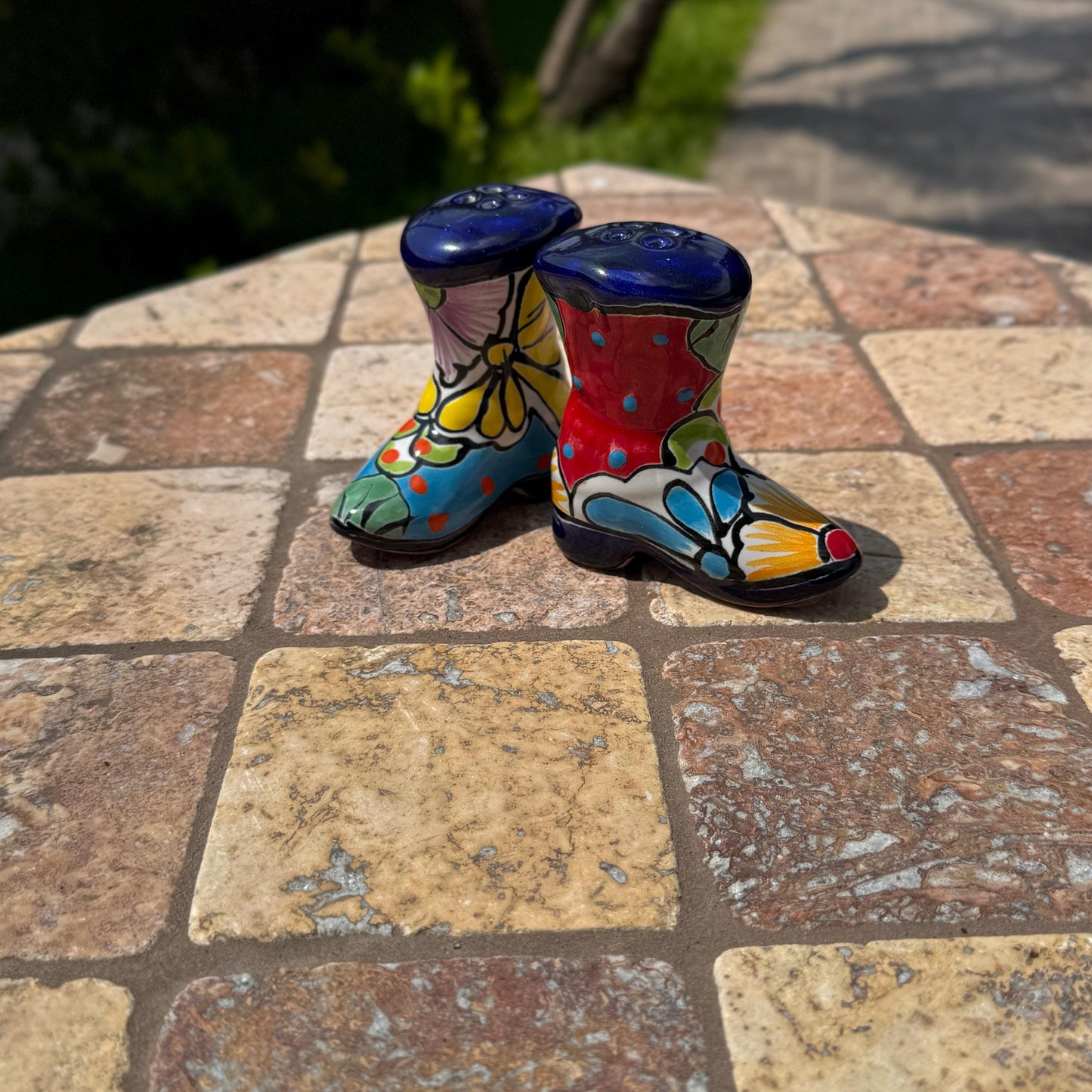 Talavera boot salt and pepper shaker | Handmade in Mexico | Kitchen and table decor