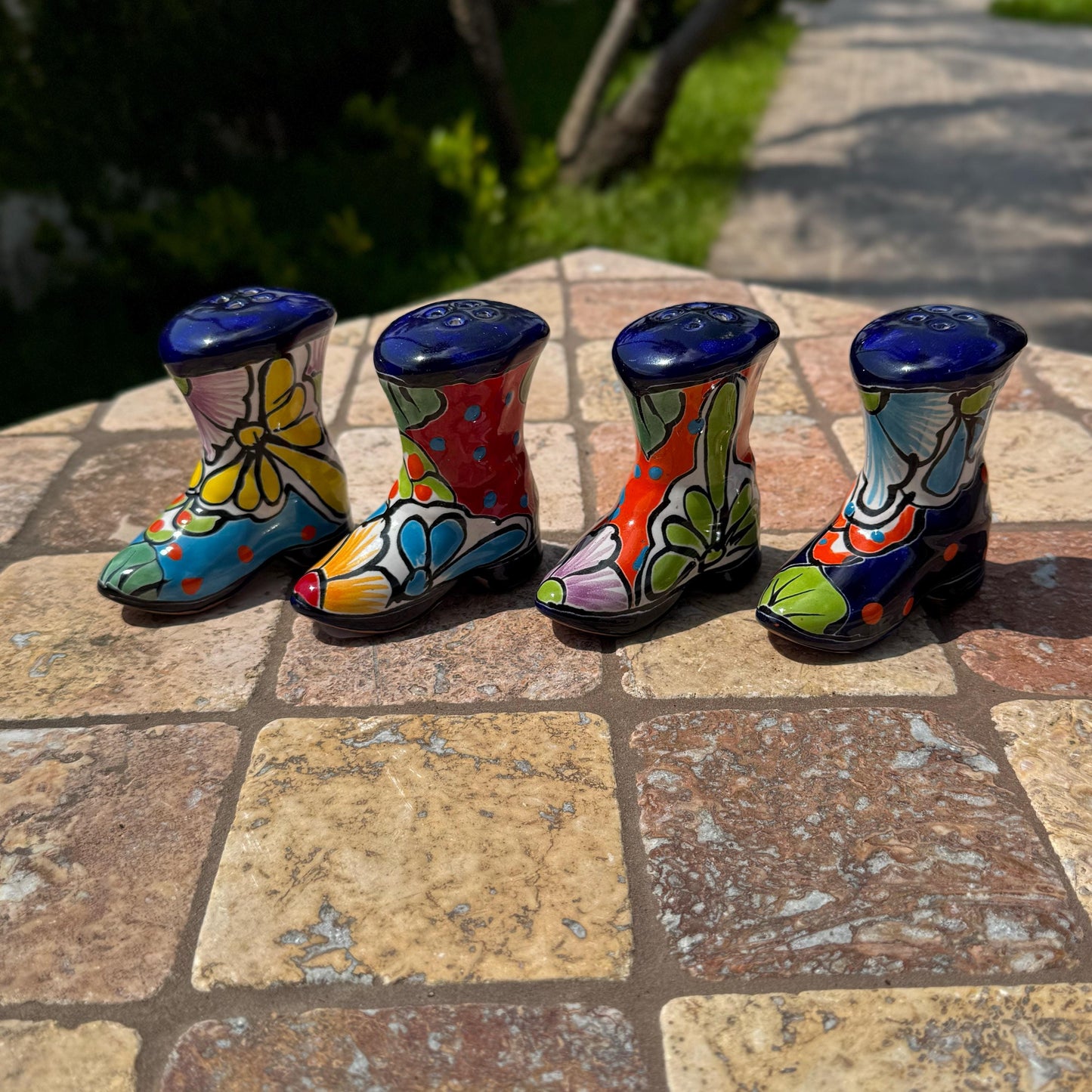 Talavera boot salt and pepper shaker | Handmade in Mexico | Kitchen and table decor