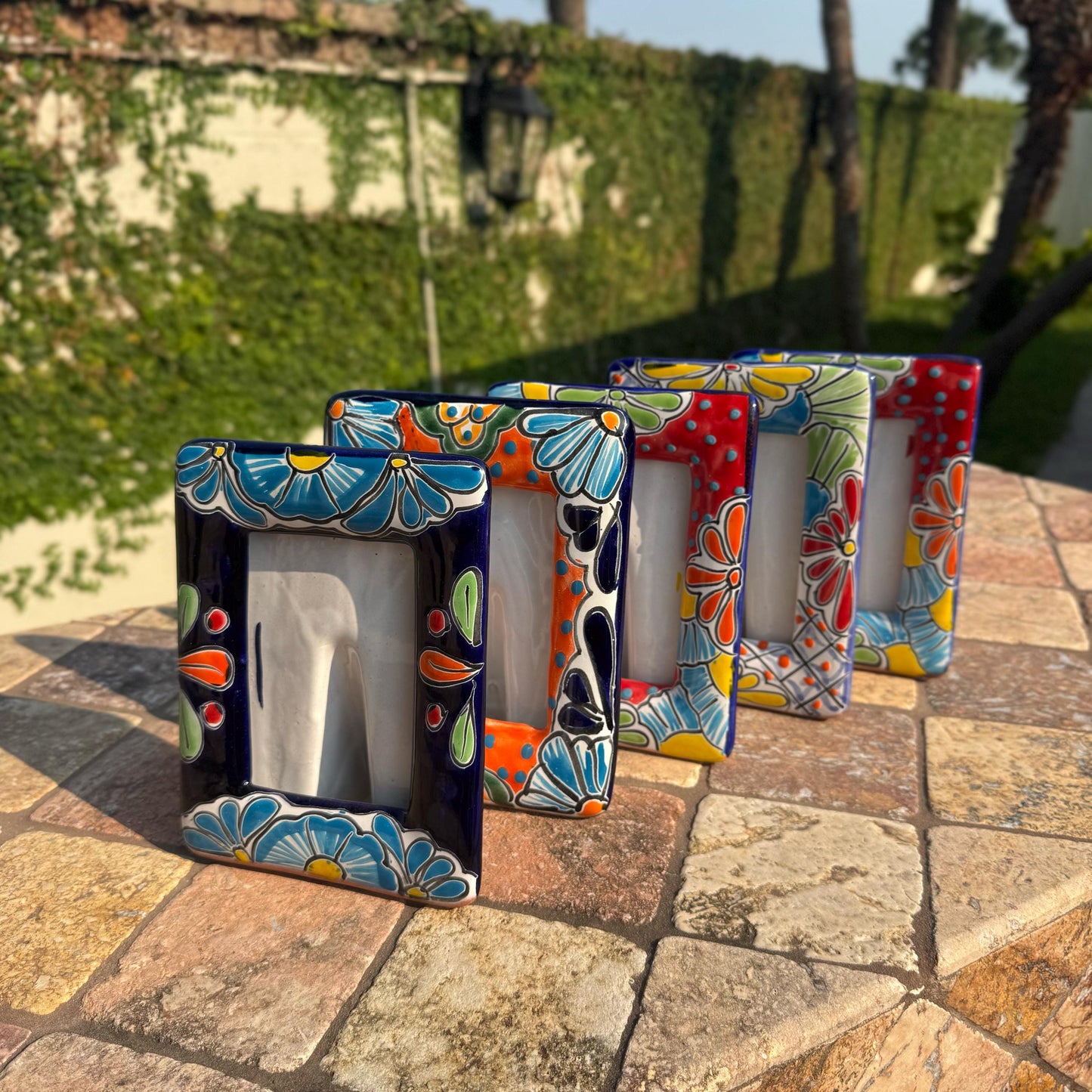 Talavera Picture Frames Vertical (4x6) | Handmade in Mexico | Colorful unique pottery floral design| Party favors