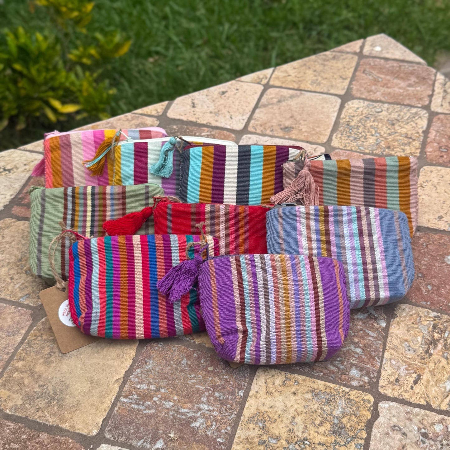 Mexican woven small purse "Monedero" | Hand sewn in Mexico | Vibrant colorful striped bag with tassel | Perfect gift