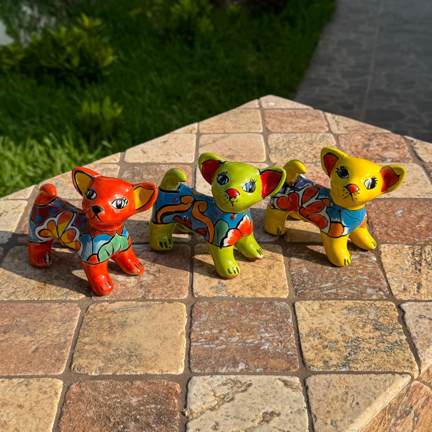 Talavera good luck ceramic chihuahua dog | Handmade in Mexico | Living room and home decor | Outdoor patio and backyard decor