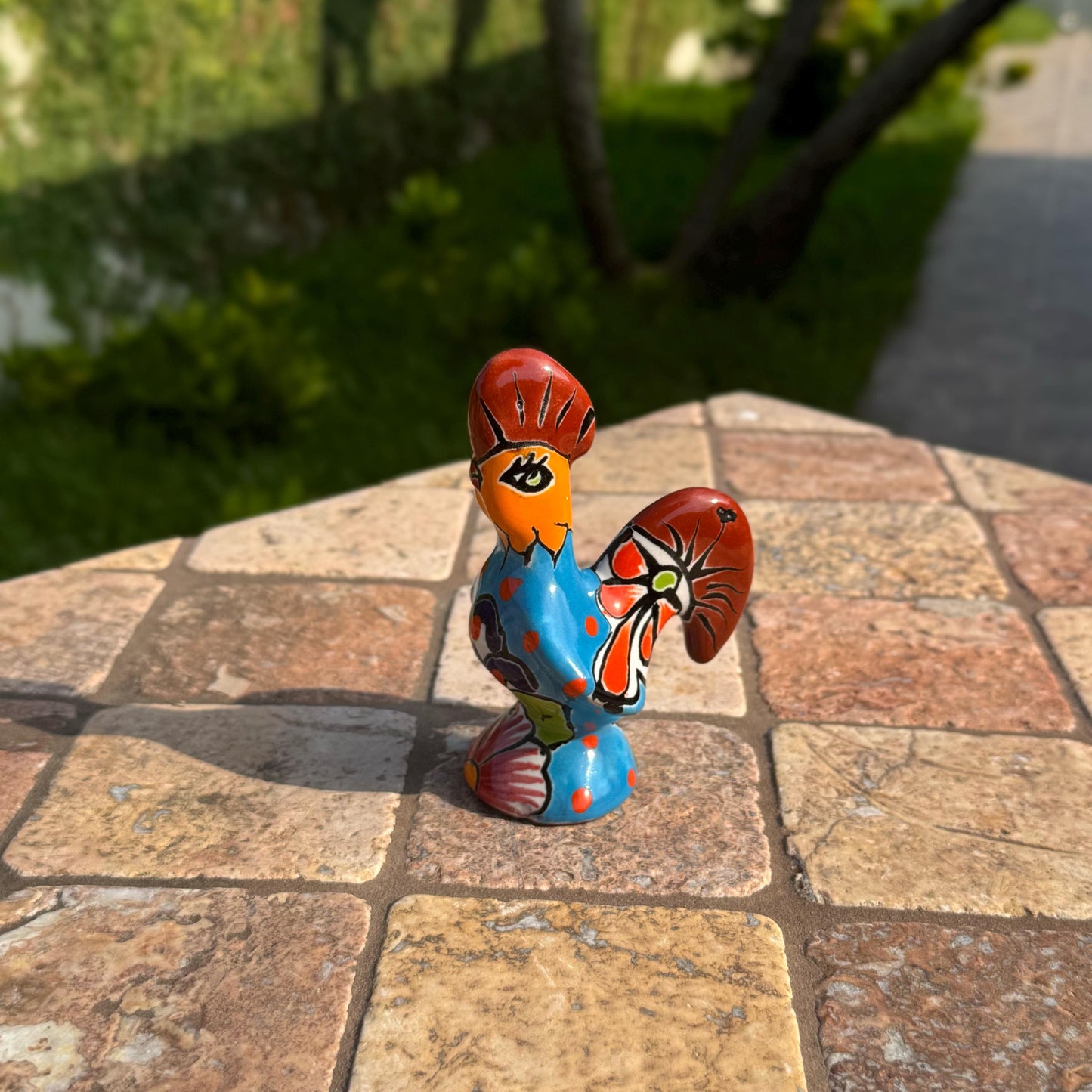 Ceramic Small Rooster Statue | Handmade in Mexico | Traditional talavera pottery | Home Decor | Gallo | Yard Decor