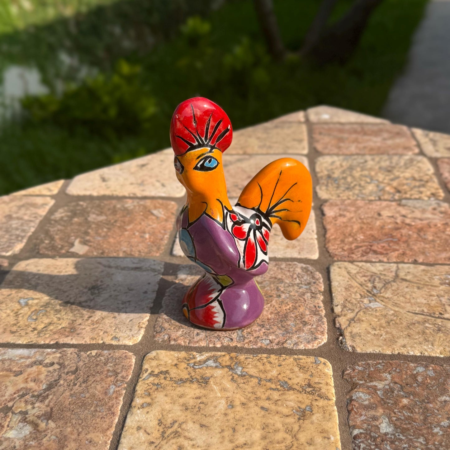 Ceramic Small Rooster Statue | Handmade in Mexico | Traditional talavera pottery | Home Decor | Gallo | Yard Decor