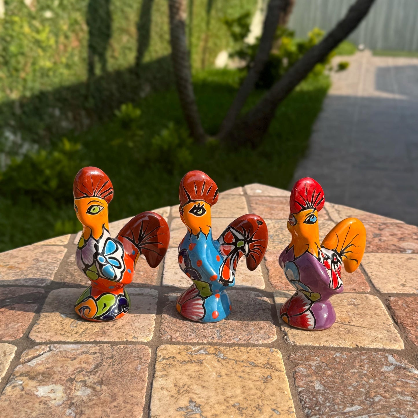 Ceramic Small Rooster Statue | Handmade in Mexico | Traditional talavera pottery | Home Decor | Gallo | Yard Decor