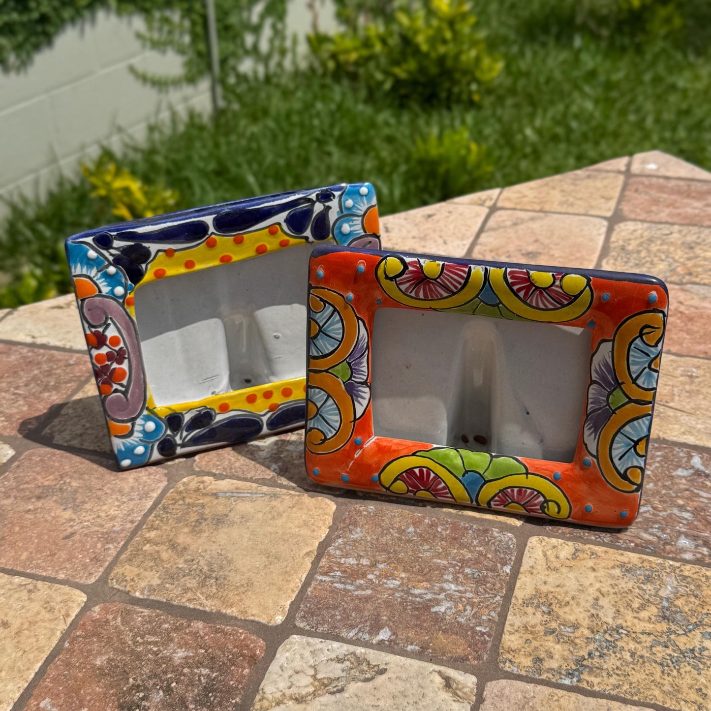 Talavera Picture Frames Horizontal (4x6) | Handmade in Mexico | Colorful unique pottery floral design| Party favors