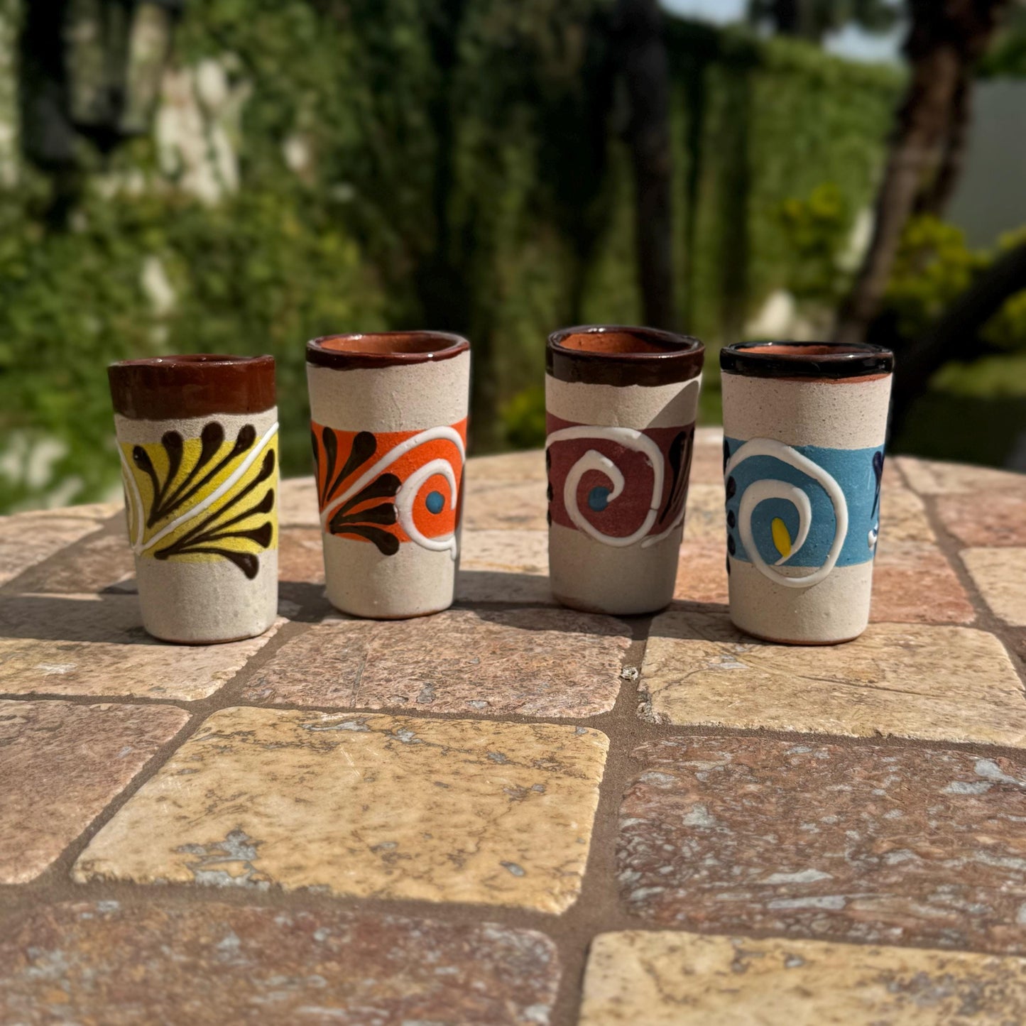 Mexican Ceramic shot glasses | Tequileros | Handmade in Mexico | Set of 5, 10, 15, and 20 available | Quinceanera, wedding, and party favors