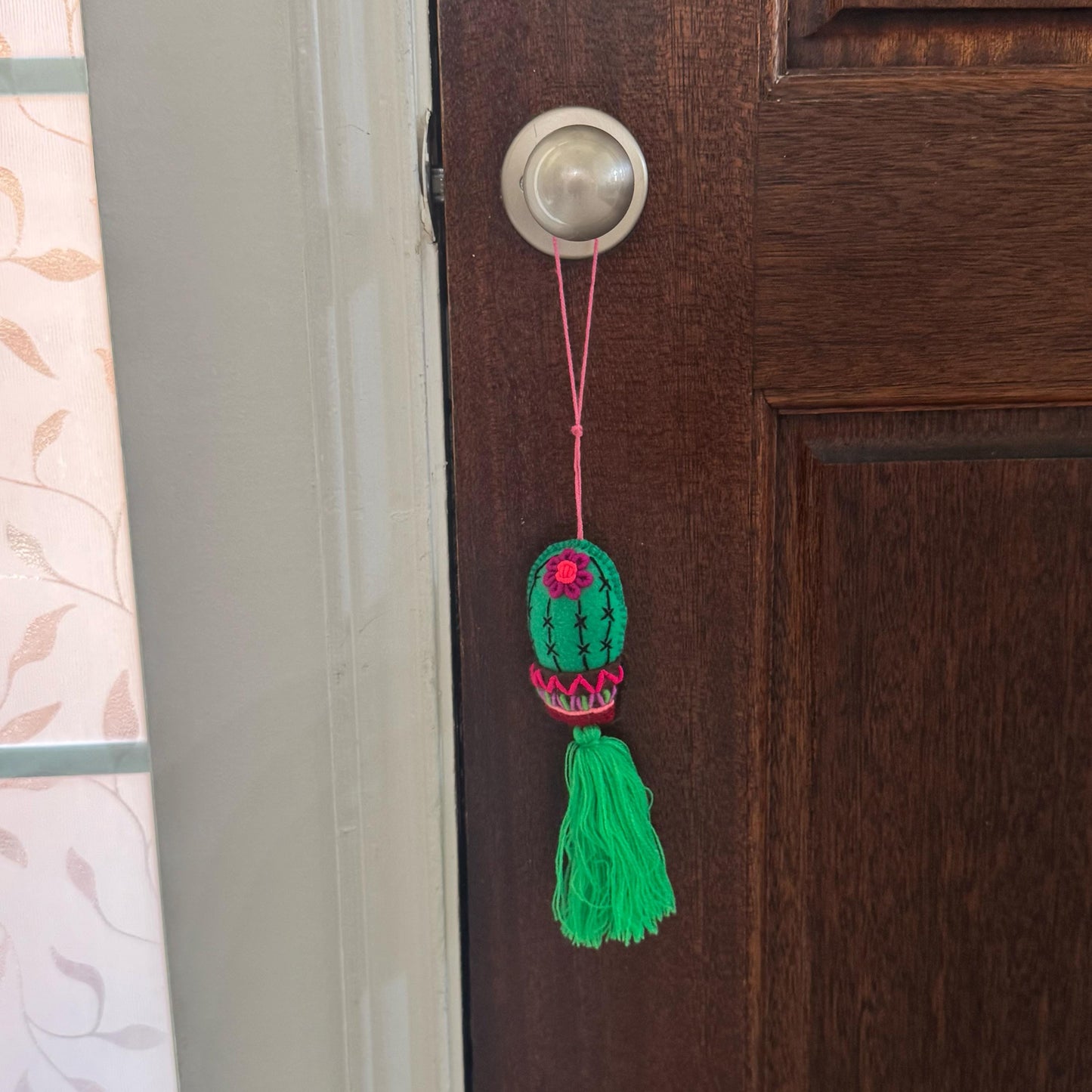 Hanging cactus car tassels | Handmade in Mexico | Bag charm | Car accessory | Rearview mirror hanging charm