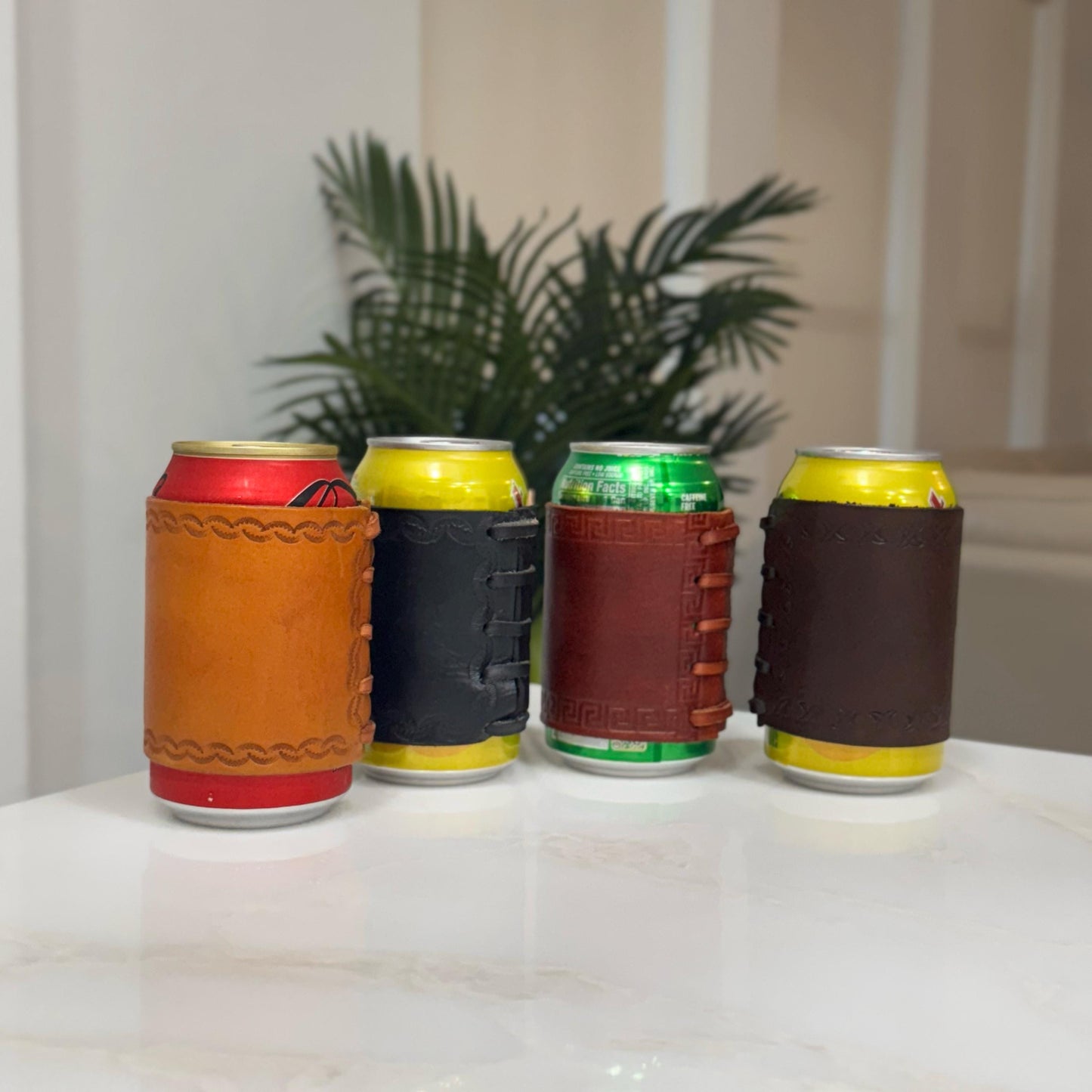 Leather can holder | handcrafted in Mexico | can cozies | Beverage holder