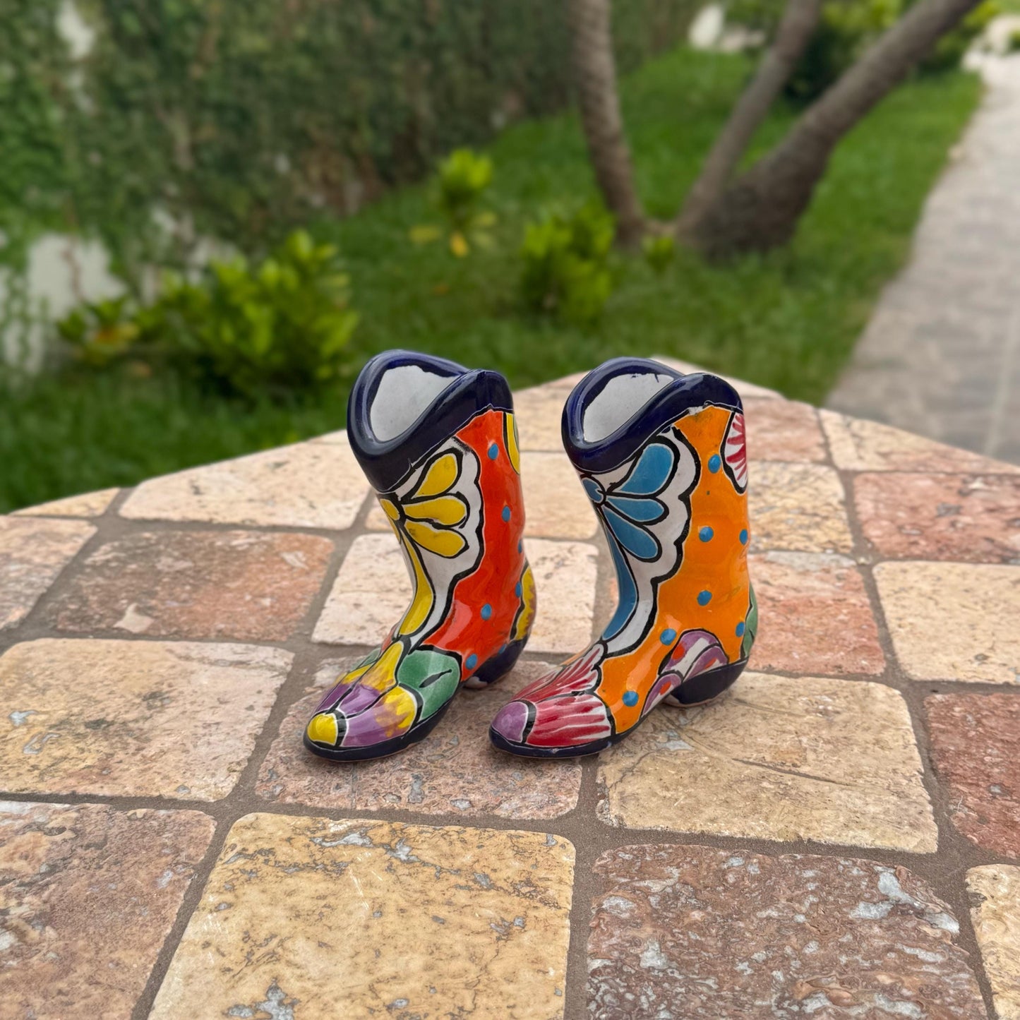 Ceramic decorative boot | Handmade in Mexico | Talavera pottery | Home decor | Outdoor and patio decor| Living room and bedroom decor |