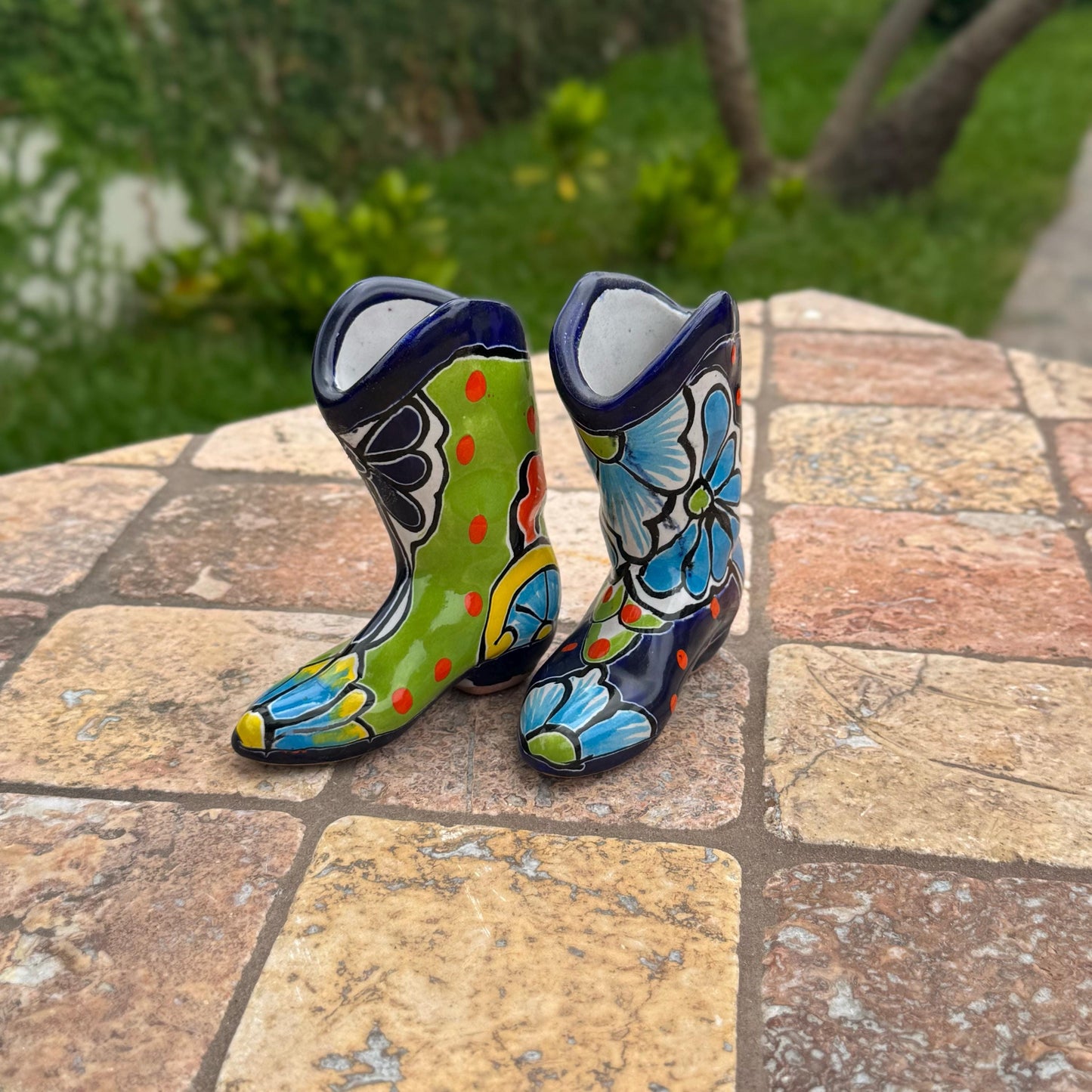 Ceramic decorative boot | Handmade in Mexico | Talavera pottery | Home decor | Outdoor and patio decor| Living room and bedroom decor |