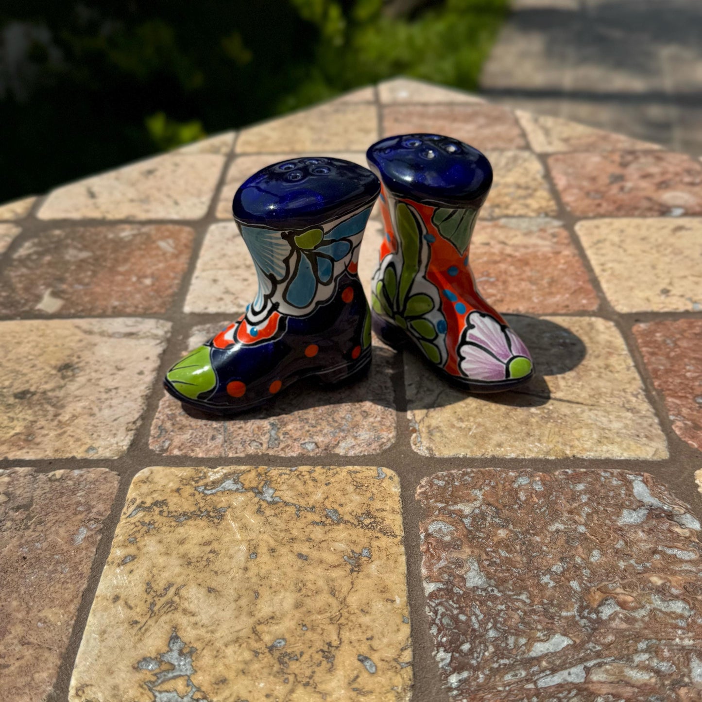 Talavera boot salt and pepper shaker | Handmade in Mexico | Kitchen and table decor