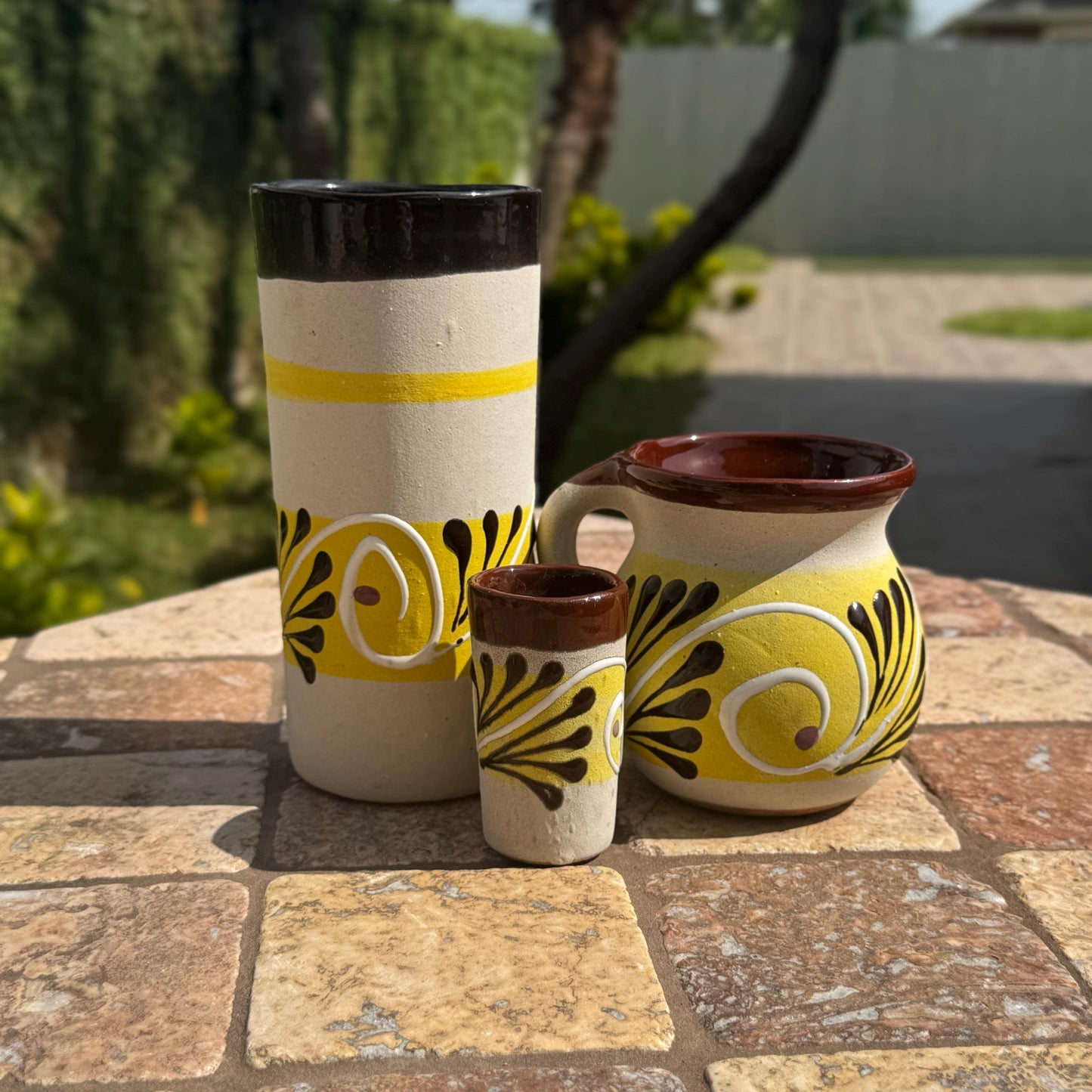 Mexican mug, tumbler, and shot glass trio | Handmade in Mexico | Kitchen and dining | Water tumbler | Shot glass | Coffee and tea mug