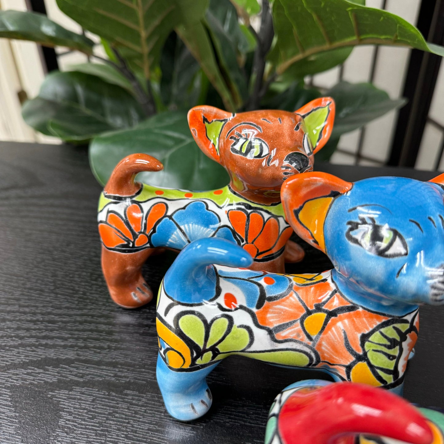 Unique Good Luck Talavera Clay Puppy Chihuahua Colorful Hand Painted Mexican Clay Pottery