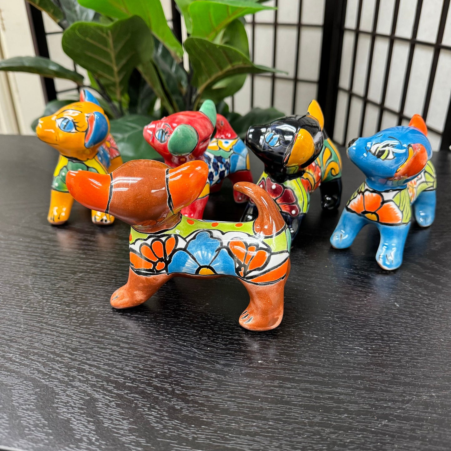 Unique Good Luck Talavera Clay Puppy Chihuahua Colorful Hand Painted Mexican Clay Pottery