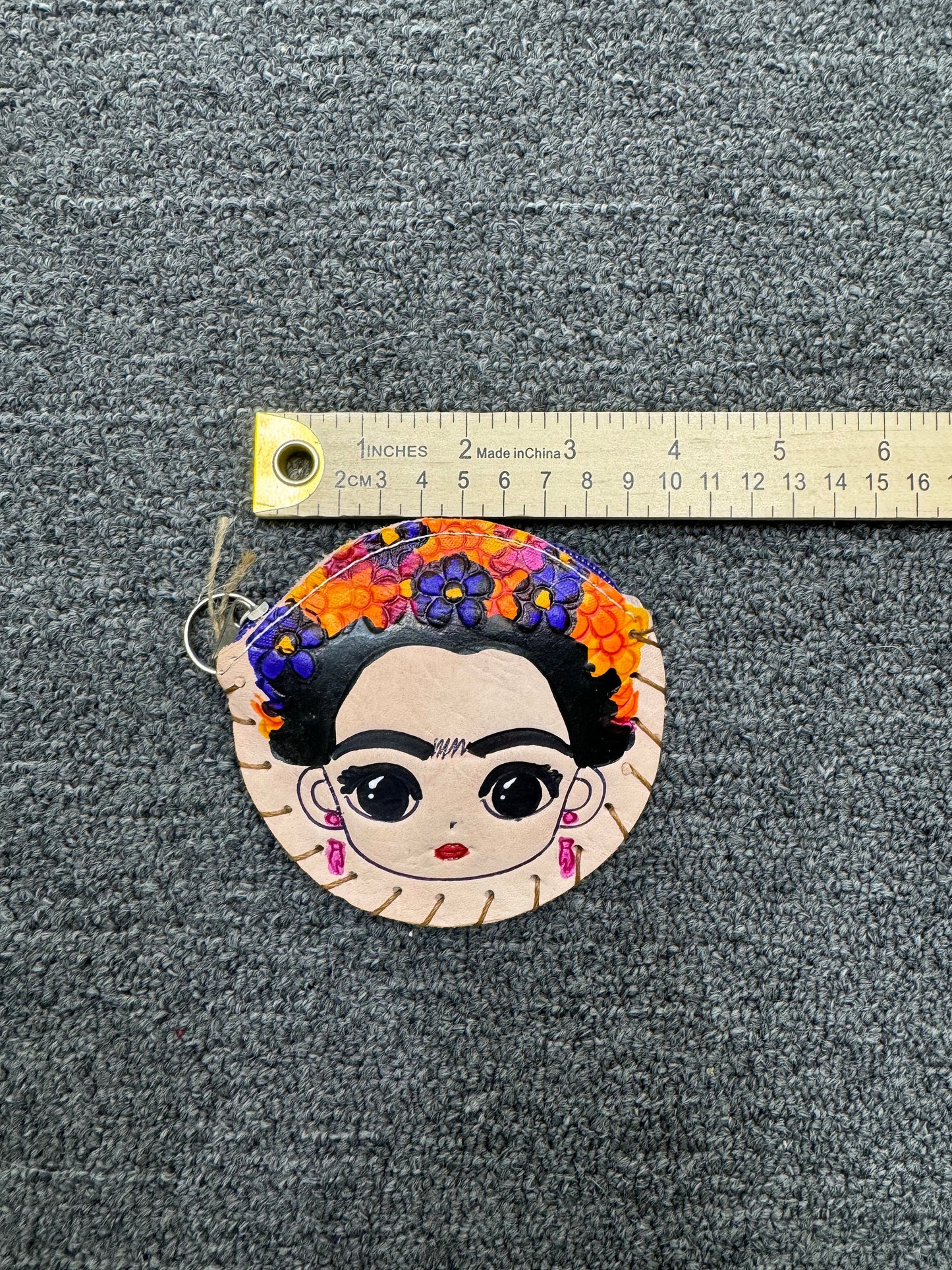 Frida Kahlo Inspired & Floral Coin Authentic Leather Purses Unique Designs! 4 Inches