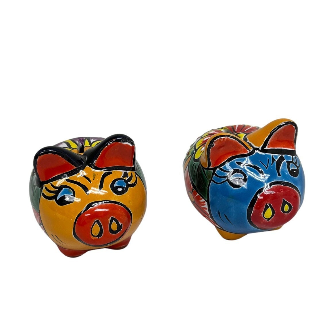 Tierra Bonita Clay Piggy Bank Colorful Hand Painted Coin Bank, Paper weight, Decoration traditional Mexican Good Luck