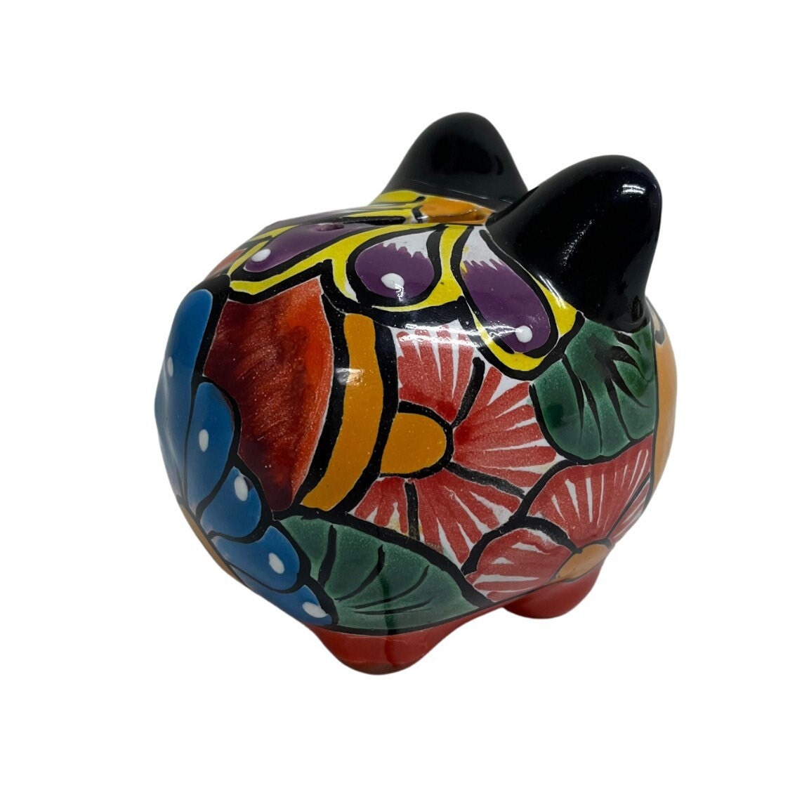 Tierra Bonita Clay Piggy Bank Colorful Hand Painted Coin Bank, Paper weight, Decoration traditional Mexican Good Luck