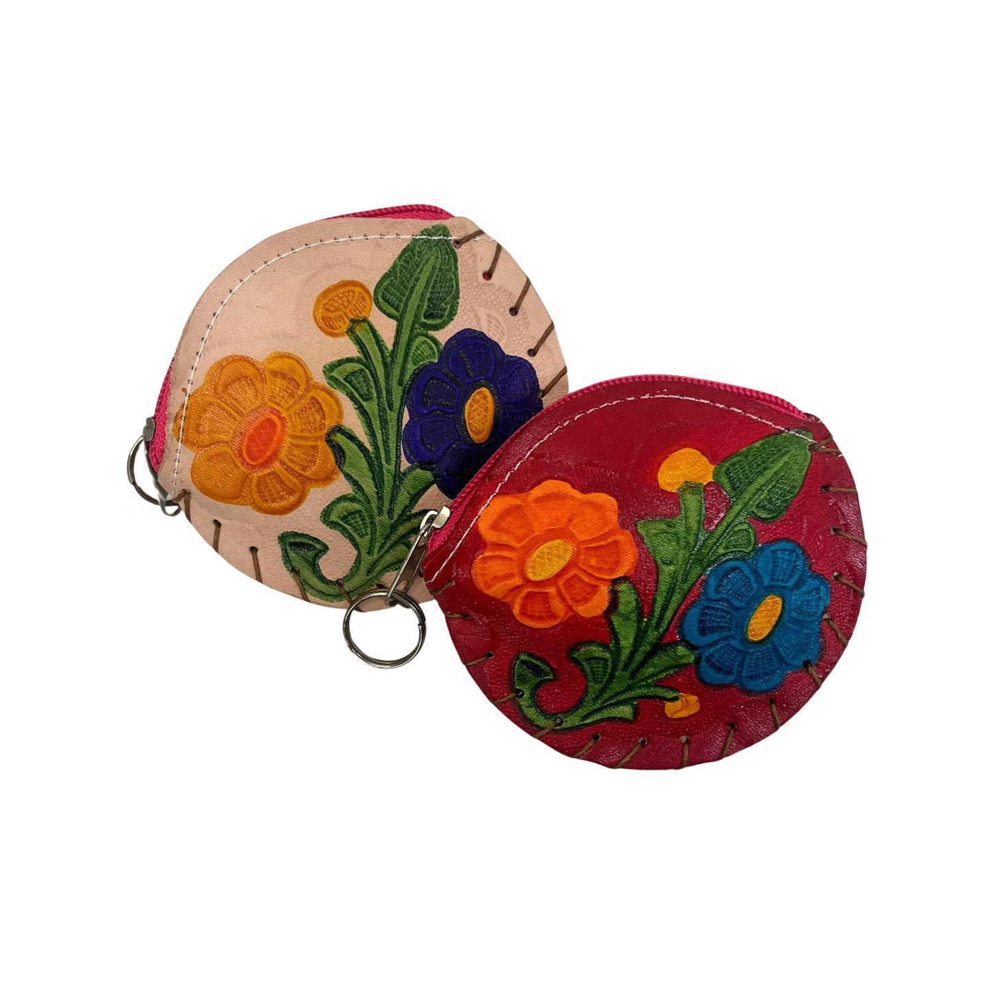 Frida Kahlo Inspired & Floral Coin Authentic Leather Purses Unique Designs! 4 Inches