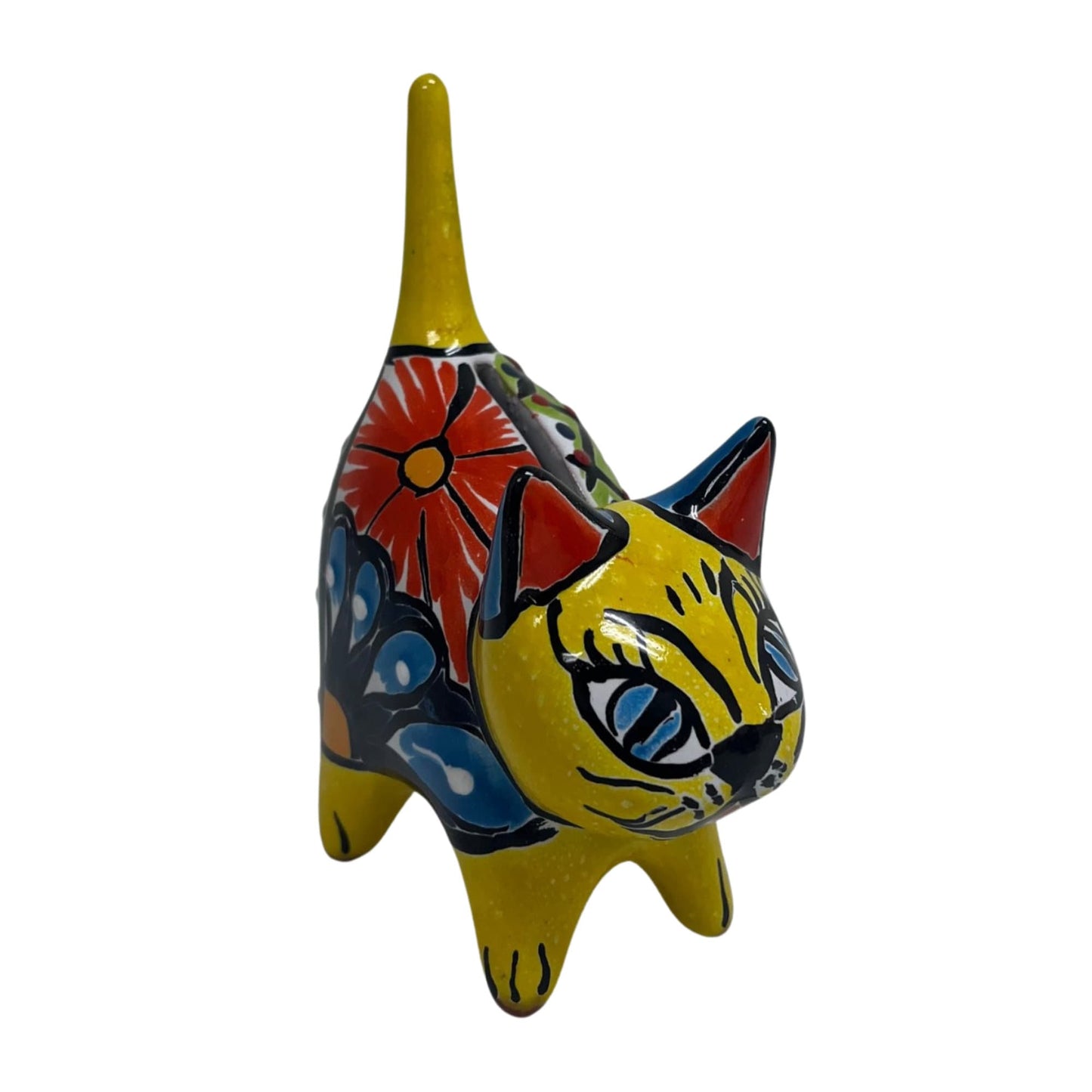 Ceramic Cat Ring Holder & Coin Bank Talavera Mexican Pottery Kitten Statue Cat Figurine Gift for Cat Lovers Jewelry Organizer Ring Tray