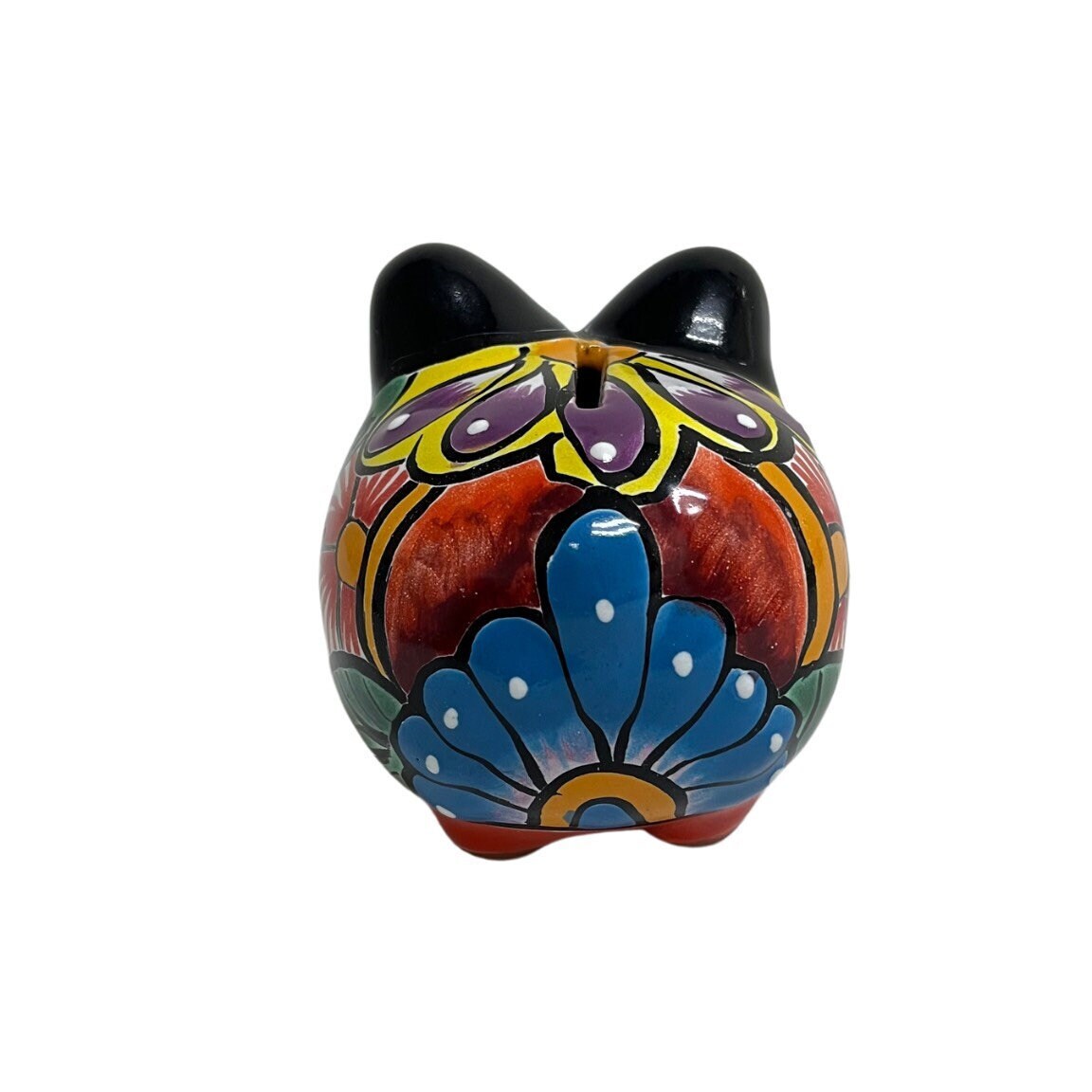 Tierra Bonita Clay Piggy Bank Colorful Hand Painted Coin Bank, Paper weight, Decoration traditional Mexican Good Luck