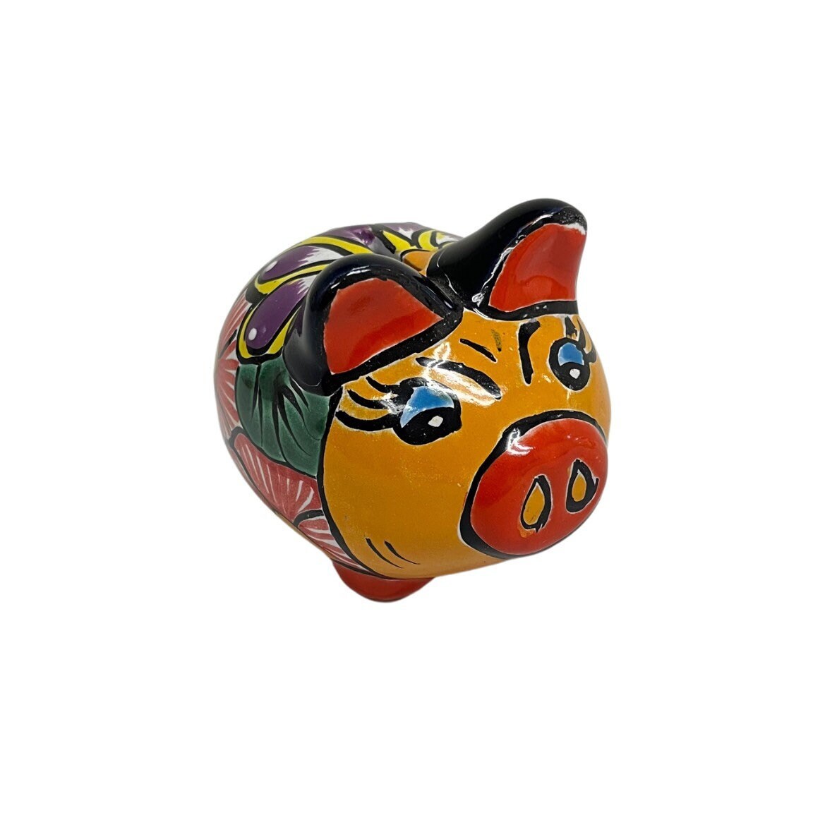 Tierra Bonita Clay Piggy Bank Colorful Hand Painted Coin Bank, Paper weight, Decoration traditional Mexican Good Luck