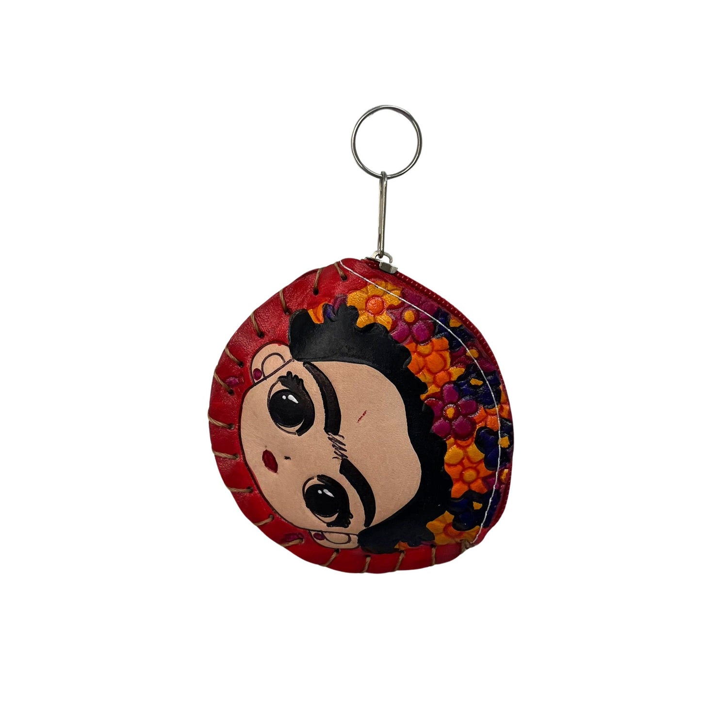 Frida Kahlo Inspired & Floral Coin Authentic Leather Purses Unique Designs! 4 Inches