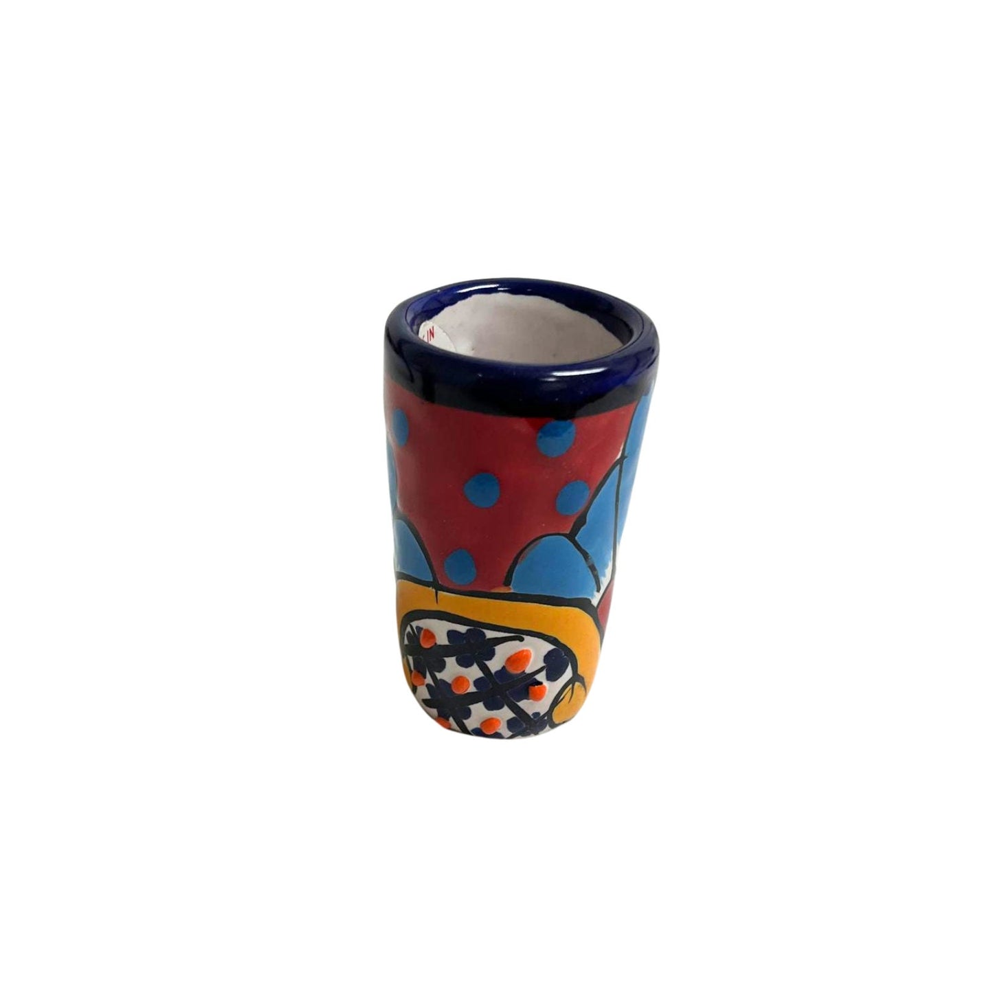 Talavera Shot Glasses Set of 4 Authentic Mexican Tequila Shot Glasses - Hand-painted - 2 Oz Blue Garden