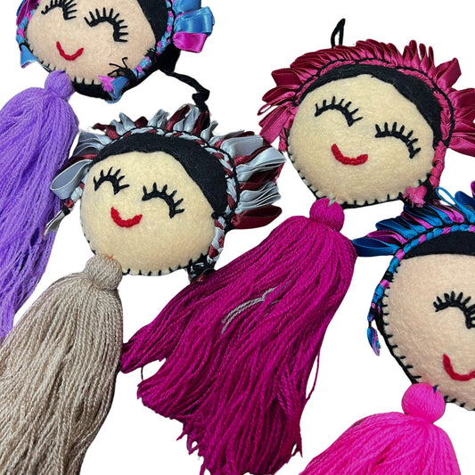 Made in Mexico Frida Inspired Tassel Pom Pom Windshield Hanger Car Charm Rearview Mirror