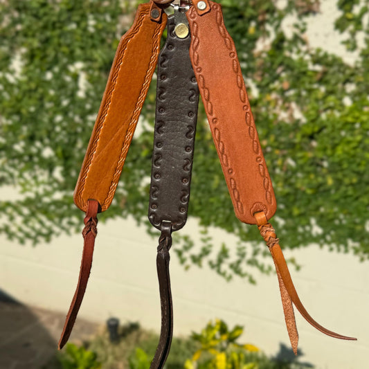 Handcrafted leather keychain | 6 in. leather piece with whip stitch detail embedded | handmade in Mexico | Cowboy and Western themed