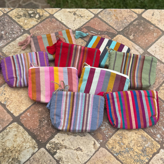Mexican woven small purse "Monedero" | Hand sewn in Mexico | Vibrant colorful striped bag with tassel | Perfect gift