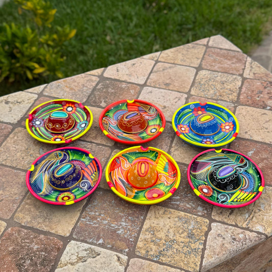Mexican sombrero Ashtrays | Handmade and hand painted in Mexico | Colorful and vibrant talavera ashtrays | Party favors