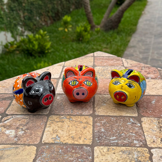 Mexican Talavera Piggy Bank | Handmade in Mexico | Paperweight | House and bedroom decor | Vibrant and colorful design