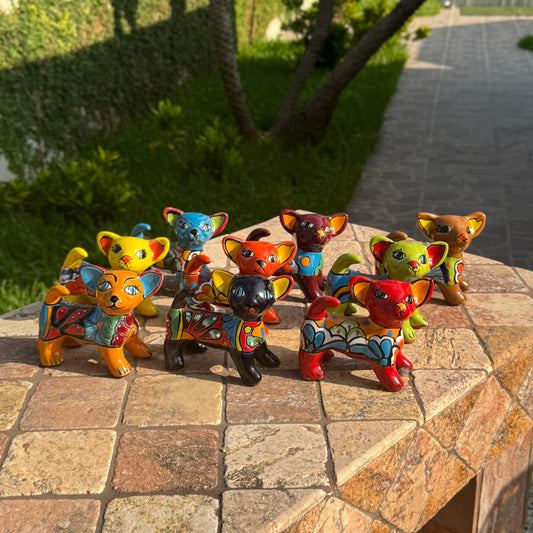 Talavera good luck ceramic chihuahua dog | Handmade in Mexico | Living room and home decor | Outdoor patio and backyard decor