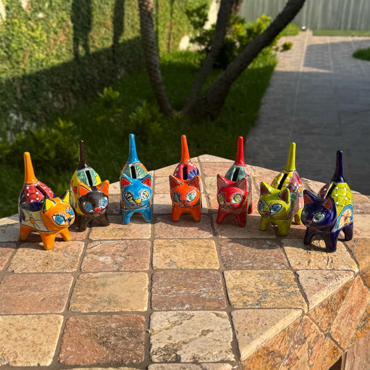 Talavera ceramic cat ring holders | Handmade in Mexico | Bedroom decor | Jewelry (ring) organizer | cat statue