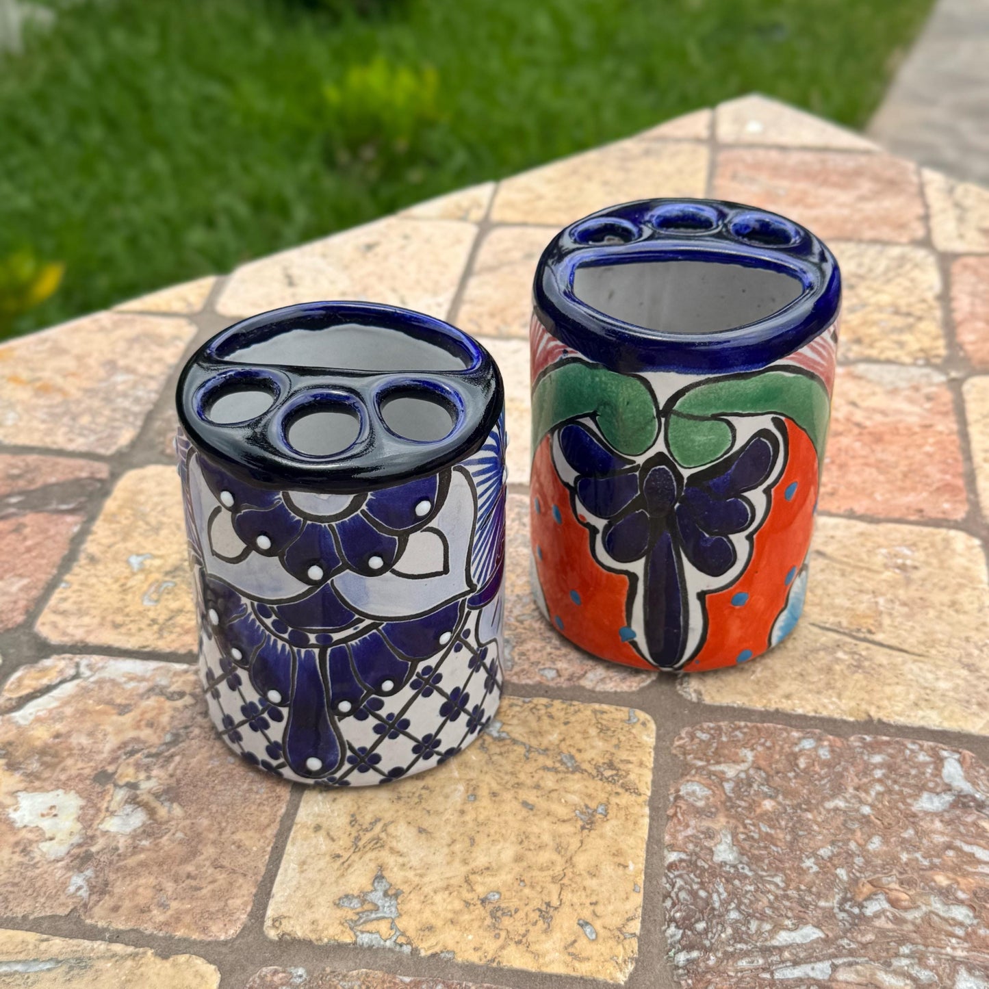 Ceramic Toothbrush Holder | Handmade in Mexico | Talavera design | Bathroom/Restroom decor | Utensil holder | Kitchen decor