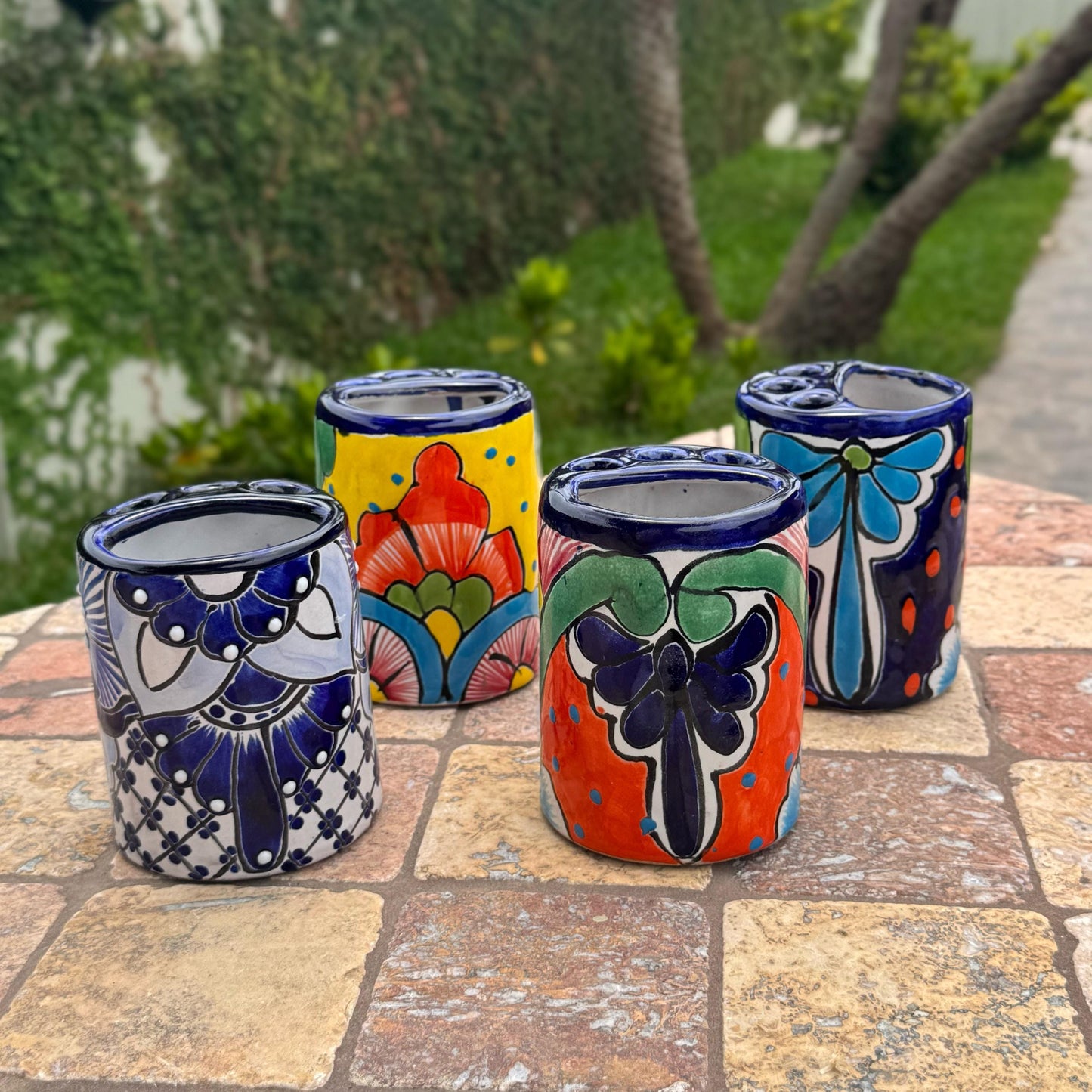 Ceramic Toothbrush Holder | Handmade in Mexico | Talavera design | Bathroom/Restroom decor | Utensil holder | Kitchen decor