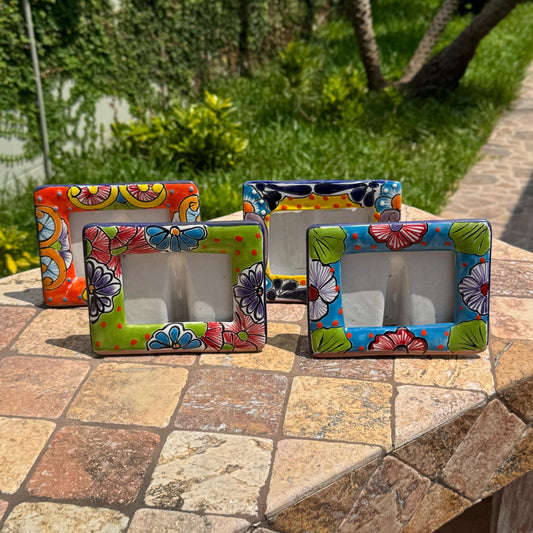 Talavera Picture Frames Horizontal (4x6) | Handmade in Mexico | Colorful unique pottery floral design| Party favors