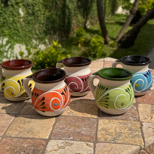 Mexican clay mugs | Handmade in Mexico | Coffee and tea mug | Breakfast mug | Sets of 5, 10, 15, and 20 available | Weddings and Quincea√±era