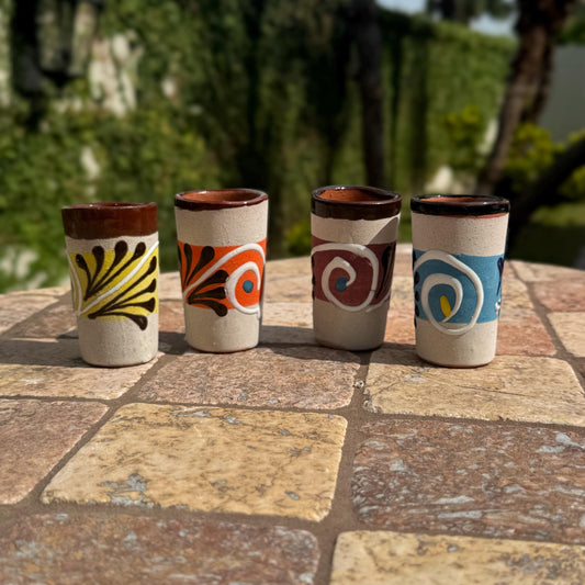 Mexican Ceramic shot glasses | Tequileros | Handmade in Mexico | Set of 5, 10, 15, and 20 available | Quinceanera, wedding, and party favors